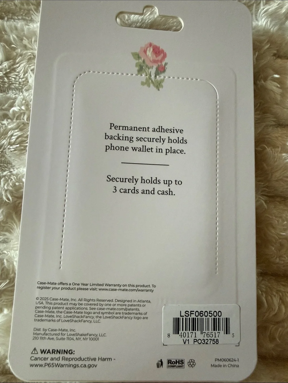 LoveShackFancy Blush Pink Bow Adhesive Phone Wallet